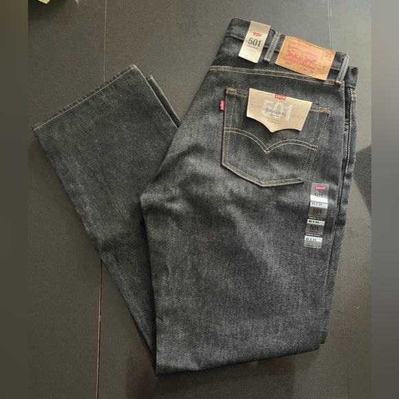 Levi’s Original Shrink-To-Fit Rigid Jeans - Dark Blue Raw Denim - 40X34 - NWT - Picture 1 of 8